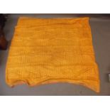 An Iranian saffron yellow silk table cloth, 68" x 70"