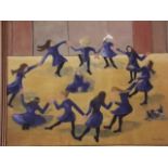 Mary Bullen, oil on canvas, girls dancing, signed, 16" x 12"