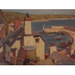 An oil on board, harbour scene, signed 'Holroyd'(?), mid C20th, 12" x 16"