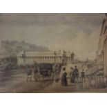 A C19th coloured stipple engraving, view of the Royal Institute, the Castle etc, and Princes Street,