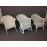 A pair of Lloyd Loom chairs, and a rocking chair
