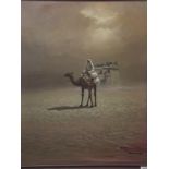 An oil on canvas, Arab on a camel with distant citadel, signed 'Yany, Saudia 79', 21" x 26"