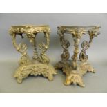A pair of C19th gilt metal stands/cassolets of classical form, 8" high