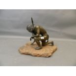 Y. Dodson, 'No tracks to follow', bronze figure of a Native American tracker 15/25, dated 1984,