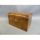 A Victorian walnut twin division tea caddy, 5" x 8" x 5½"