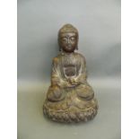 A Chinese gilt bronze figure of Buddha, 13" high