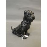 A cold painted white metal figure of a Shar Pei dog, 8" high