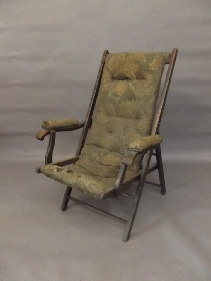 A Victorian walnut folding steamer/campaign chair