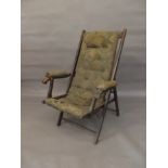 A Victorian walnut folding steamer/campaign chair