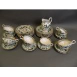 A quantity of Chinese famille vetre porcelain tea ware comprising twelve tea plates, eleven