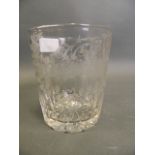 A Georgian 1805 wheel engraved clear glass tumbler made to commemorate the union of England,