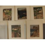 Von Alexander Rothaug, folio of five colour prints, scenes in Mallorca, 7" x 10"