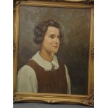 A. Bowmar Porter, oil on canvas, portrait of a schoolgirl, signed and dated '41, 19" x 24"