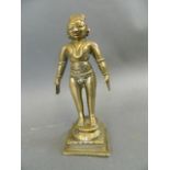 An Indian bronze figure of a deity, 5" high