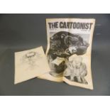 A First Edition of 'The Cartoonist', together with an ink caricature of Woody Allen, sketch 10" x