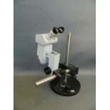A late C20th laboratory microscope with binocular Carl Zeiss lens, body 12" high