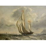 An early C19th oil on panel, maritime scene with shipping off the English coast, 14" x 12"