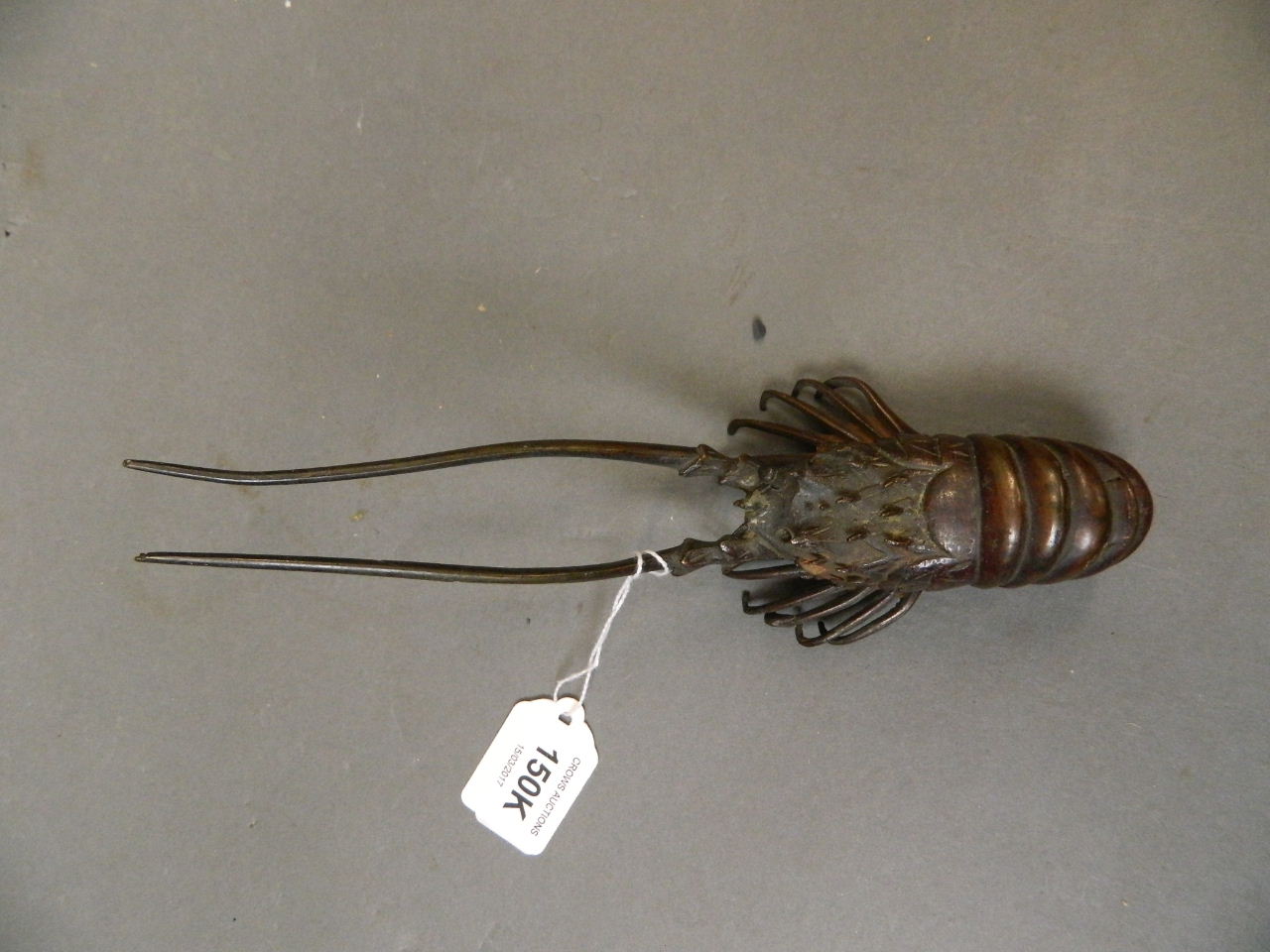 An Oriental bronze model of a crayfish, 8½" long - Image 2 of 2