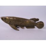 A Chinese cast bronze figure of a carp, 11" long