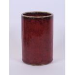 A Chinese flambé glazed pottery brush pot, 5½" high, 3½" diameter