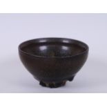 A Chinese Jian ware rice bowl with iridescent hare's fur glaze, indistinct marks to base, 4½"