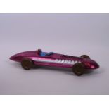 A tin plate single seater toy racing car, 13½" long