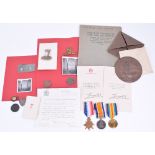 Great War 1914 Star Casualty Medal Trio & Plaque R