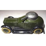 Britains set 1321, Armoured Car dark green finish, white rubber tyres (G-F, underchassis card