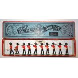 Britains set 34, Grenadier Guards firing THIRD VERSION, square bases dated 1.7.1901 with drummer and