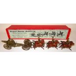 * Britains set 1339, Royal Horse Artillery, service dress six horse team at the gallop, peak caps,