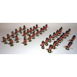 Britains plug handed Highlanders neatly restored and repainted, with two officers (VG, one sword