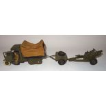 * Britains set 1727, Mobile Howitzer Unit khaki finish, with driver, metal caterpillar racks, and