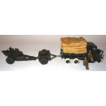 Britains set 1432, Army ten wheel tender dark green finish, metal wheels, with two drivers,