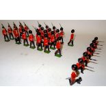 Britains Foot Guards two sets 1515 Coldstream Guards at the slope (one arm missing) with officers,