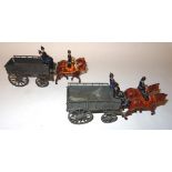 * Britains two sets 146, Army Service Corps two horse Supply Wagons, grey finish, each with two