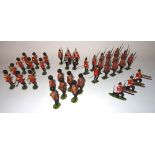 Britains slotted arm Coldstream Bandsmen three soldiers to shoot, four fixed arm Infantry of the