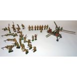 Britains neatly recast Army Autogiro with various personnel by other makers, British Army troops
