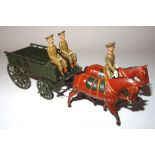 Britains set 1460, Royal Army Service Corps two horse supply wagon, Service Dress peak caps, dark