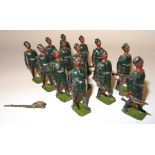 Britains from set 197, Gurkha Rifles marching at the trail (G-F, one ankles mended, three rifles