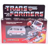 Boxed Hasbro G1 Transformers Autobot Medic ‘Ratchet’ 1984 issue, transforms from ambulance to