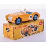 Dinky boxed 109 Austin-Healey ‘100’ sports, yellow, blue interior and hubs, RN21, correct colour