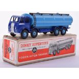 Dinky boxed 504 Foden 14-ton Tanker, 1st type dark blue cab and chassis, silver flash, light blue