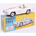 Corgi Toys 303S Mercedes Benz 300SL. Open Roadster,white body,yellow interior, driver, red/white