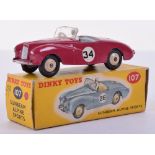 Dinky boxed 107 Sunbeam Alpine sports, deep pink, grey interior, RN34, correct colour spot box, good