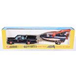 Corgi Toys Gift Set 3 Batmobile and Batboat on Trailer,267 Batmobile, gloss black, red bat hubs,