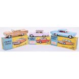 Three Boxed Corgi Toys,235 Oldsmobile Super 88,light blue body, red interior, spun wheels, 232