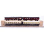 Leeds Model Co and Exley Passenger coaches, two Leeds Bakelite GWR coaches 3rd/brake 3556 and 3rd