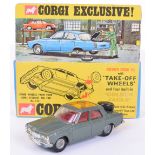 Corgi Toys 275 Rover 2000TC ‘Golden Jacks’take off wheels, metallic green body, scarce red interior,