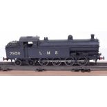 Scratch/kit built 0 gauge 0-8-4 7f class LMS tank engine, white metal two-rail electric locomotive