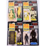 4x Vintage Star Wars Last 17 Action Figures with Palitoy / General Mills Tri-Logo Card Backs,